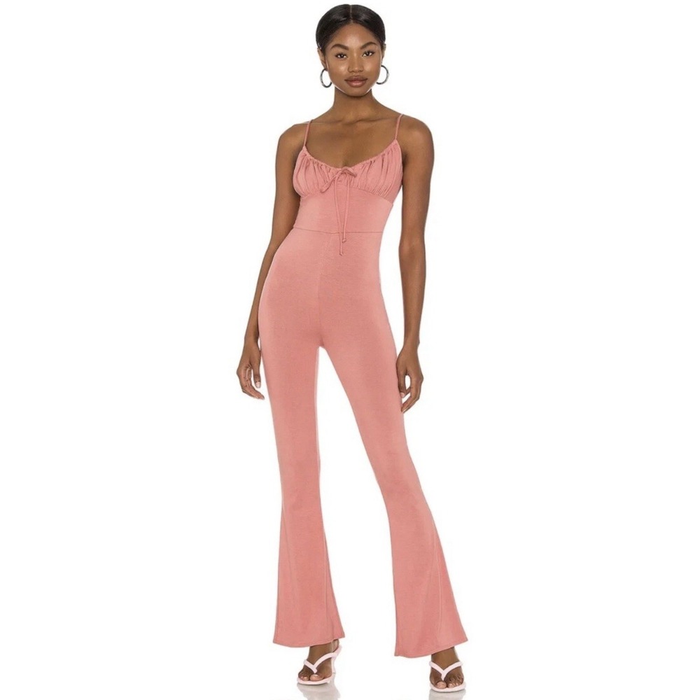 Lovers + Friends Archie Jumpsuit Small Pink Wide Leg Spaghetti Strap Revolve NWT